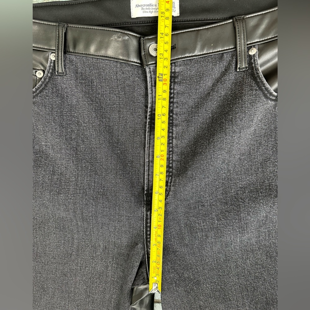 NWT Abercrombie‎ & Fitch Jeans 20r Faux Leather Ankle Straight Ultra High Rise - Picture 9 of 10